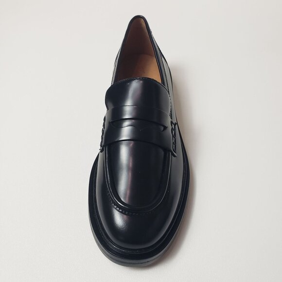 Madewell The Vernon Loafer Women's 8 True Black Polished Leather Slip-On Shoes - Picture 13 of 16